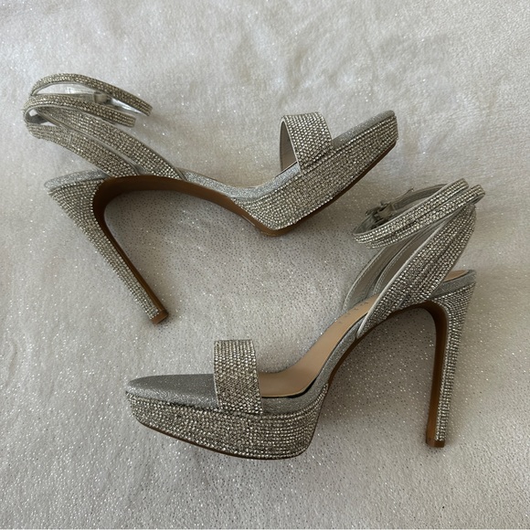 GIANNI BINI Silver Sparkle Heeled Sandals - Picture 5 of 11